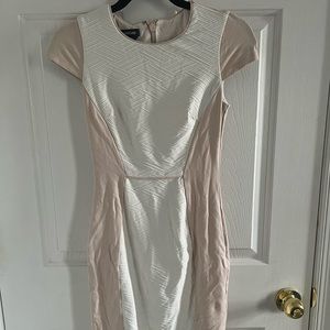 Bebe XS pink and white knee length dress